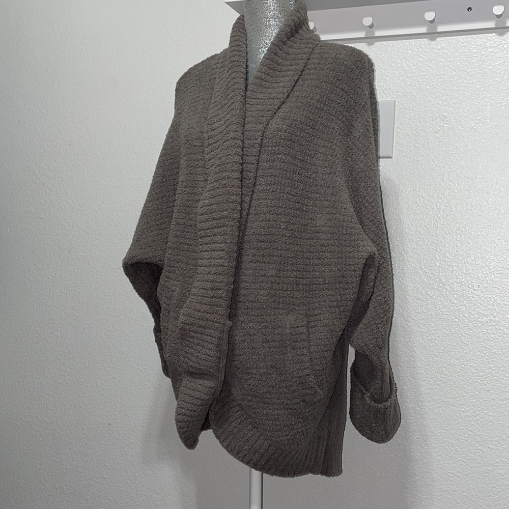 Barefoot dreams cardigan olive/gray cozy chic knit Large/X-Large BDWCC20671